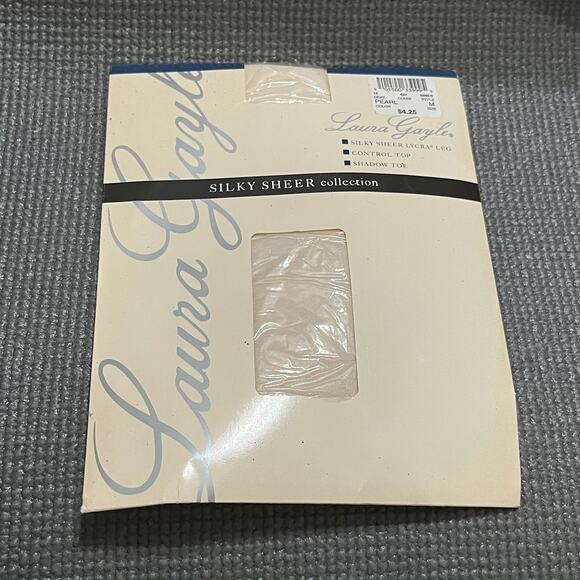 Laura Gayle Silky Sheer Control Top Pantyhose Womens Medium Pearl Shadow Toe NEW - Picture 1 of 4